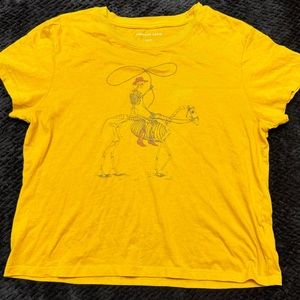 American Eagle Skeleton Cowboy and Skeleton Horse Crop Tee